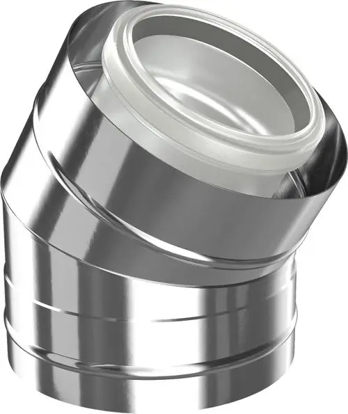 Edelstahl-Bogenstück mit einem Winkel von 30 Grad, geeignet für Abgasanlagen. Produkt von Bosch, gezeigt in metallischer Oberfläche.